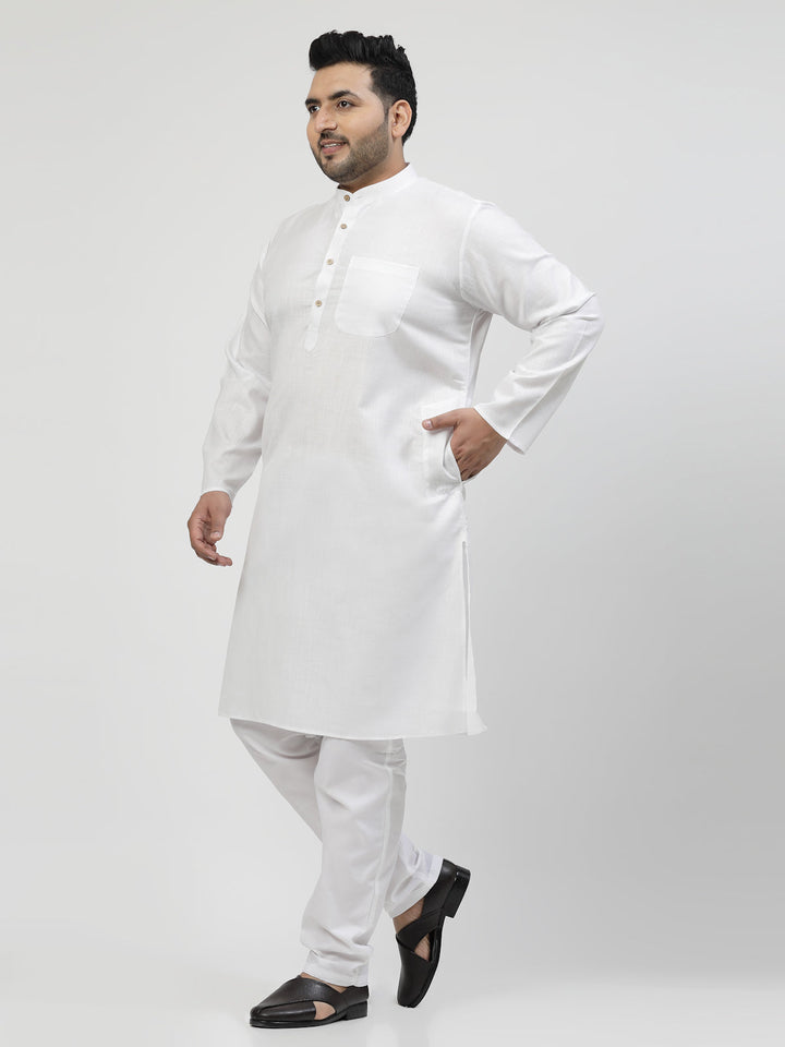 Men White Solid Kurta with Pyjamas