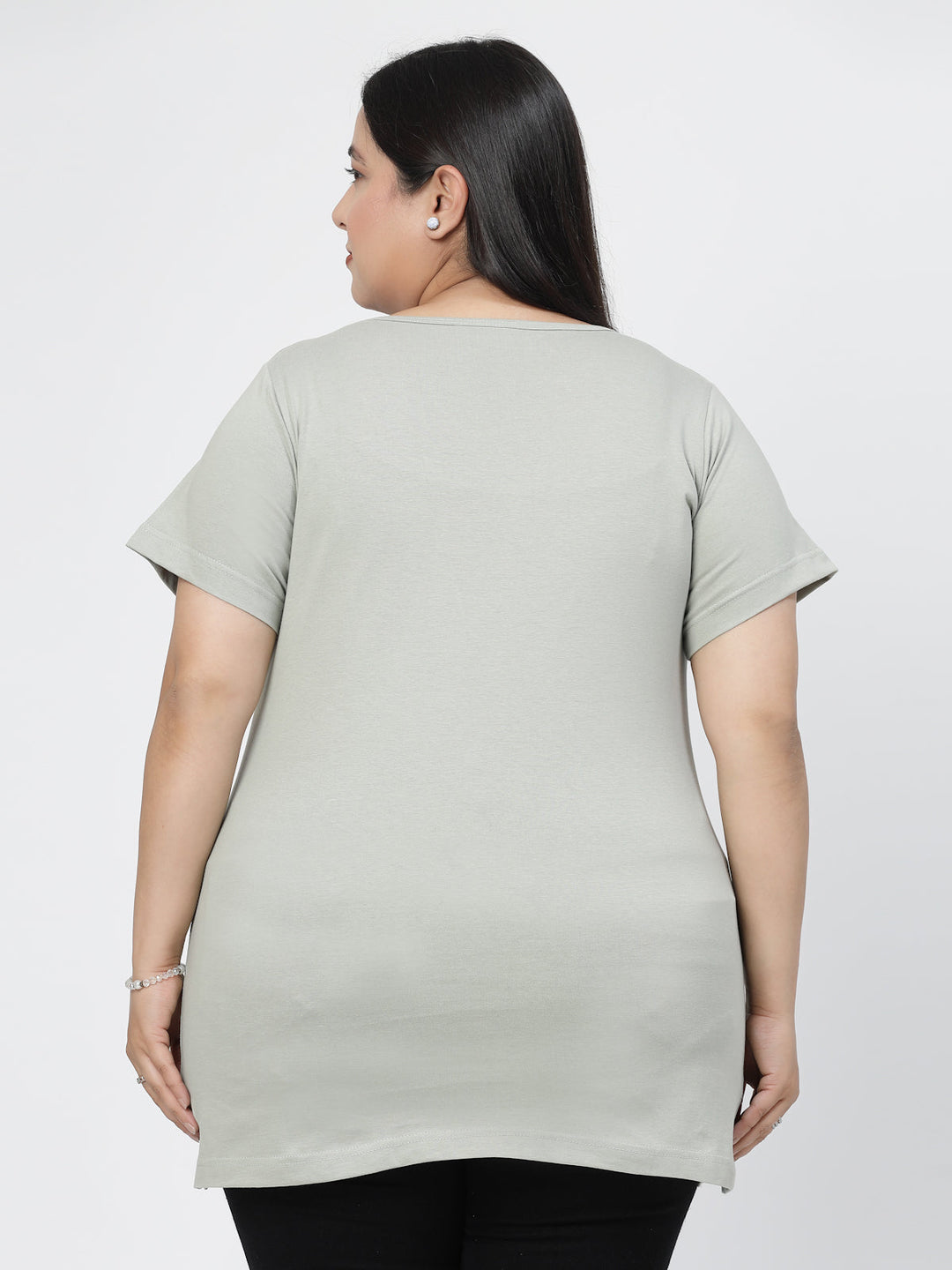 Plus Size Round Neck Short Sleeves Cotton T-shirt