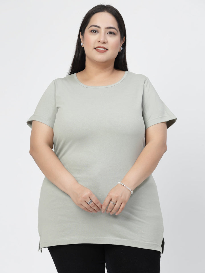 Plus Size Round Neck Short Sleeves Cotton T-shirt