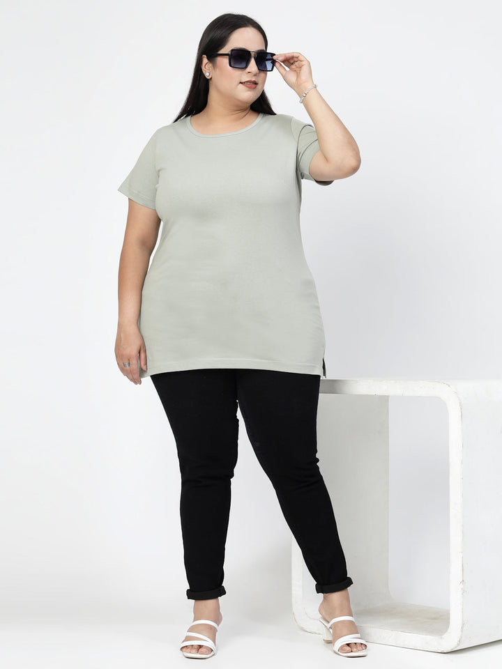 Plus Size Round Neck Short Sleeves Cotton T-shirt