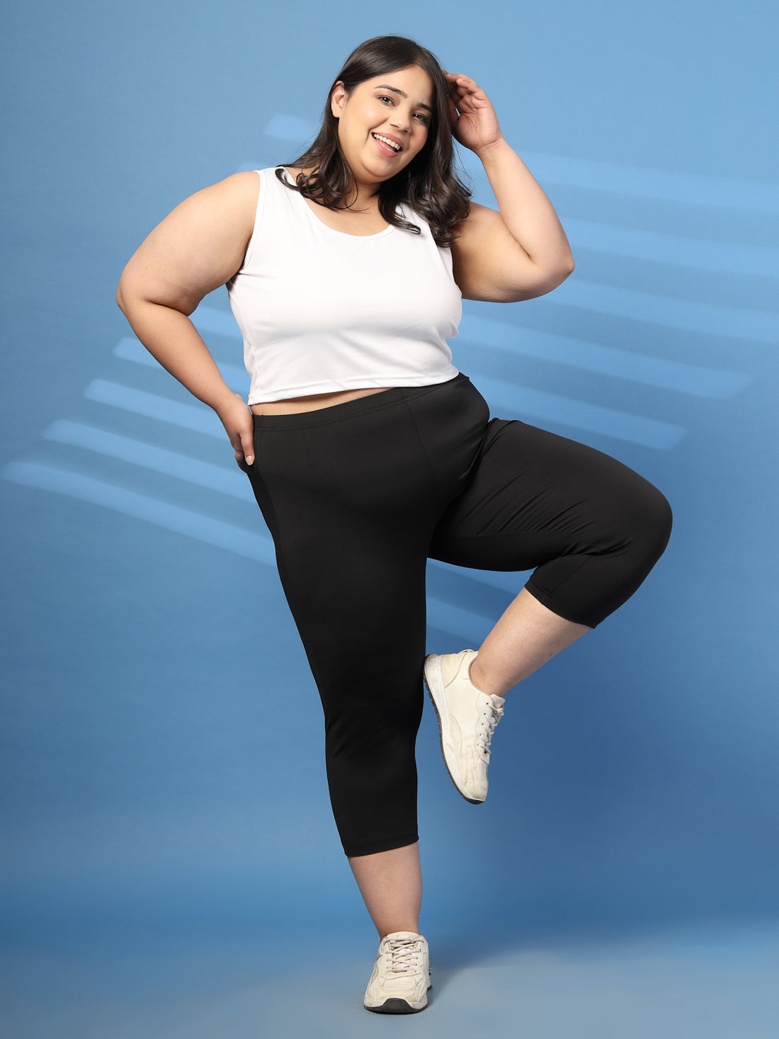 Plus Size Regular Fit Mid-Rise Capris