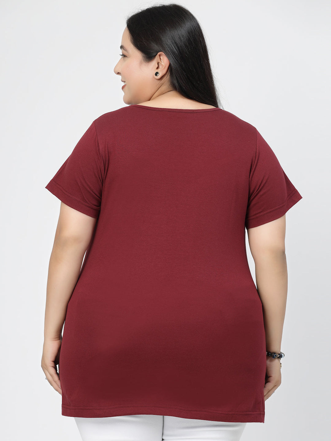 Round Neck Short Sleeves Cotton Regular Fit Plus Size T-shirt