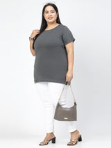 Plus Size Round Neck Short Sleeves Cotton T-shirt