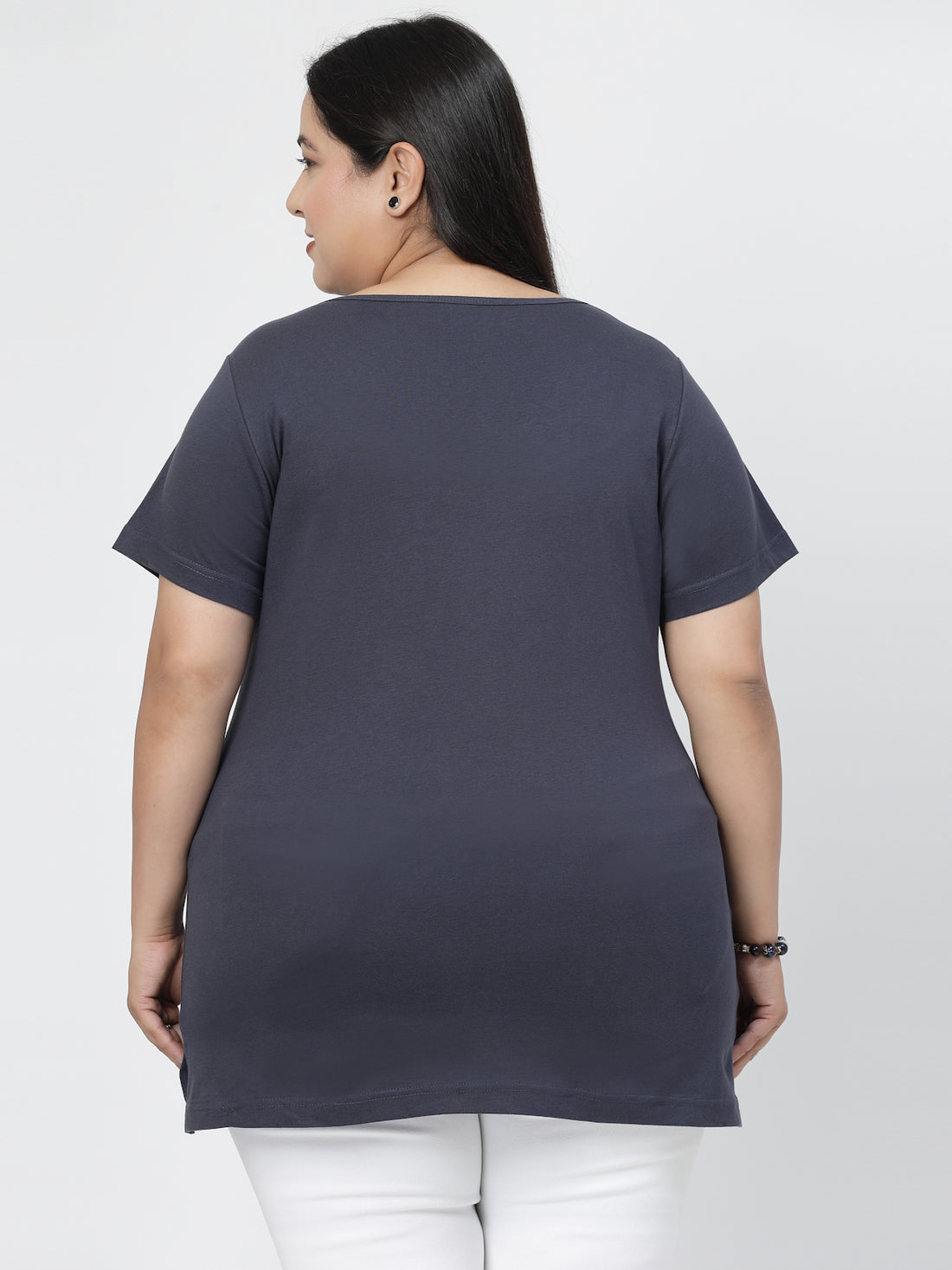 Plus Size Round Neck Short Sleeves Cotton Regular Fit  T-shirt