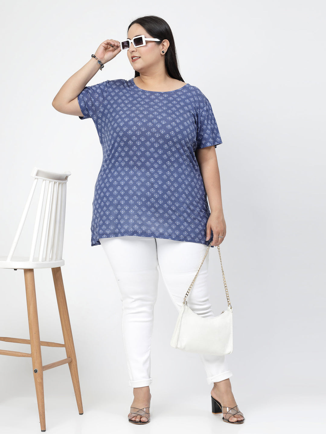 Floral Printed Round Neck Cotton T-shirt