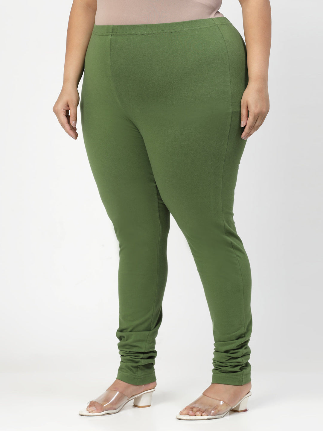 Women Green Solid Legging