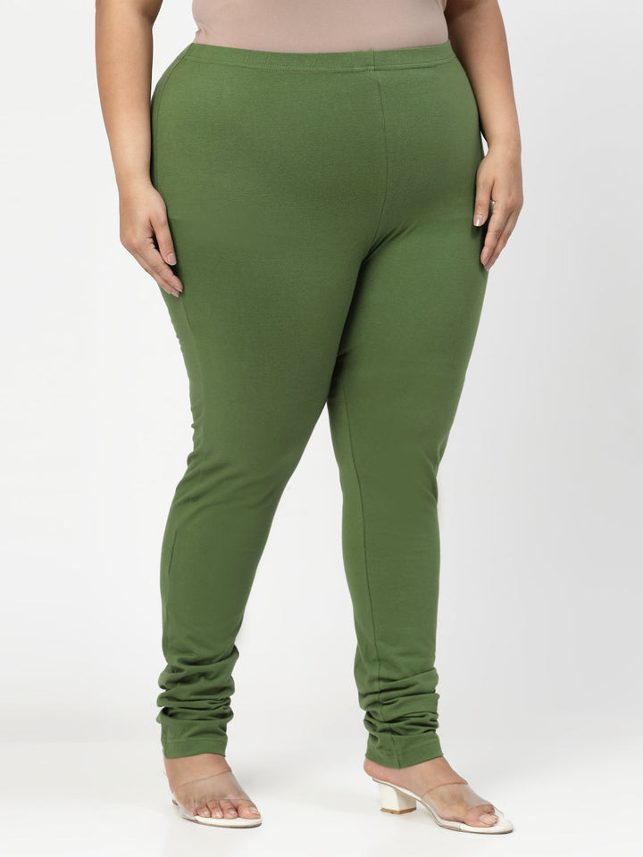 Women Green Solid Legging