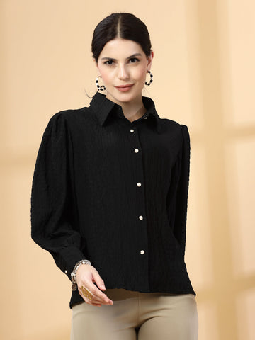 Spread Collar Casual Shirt