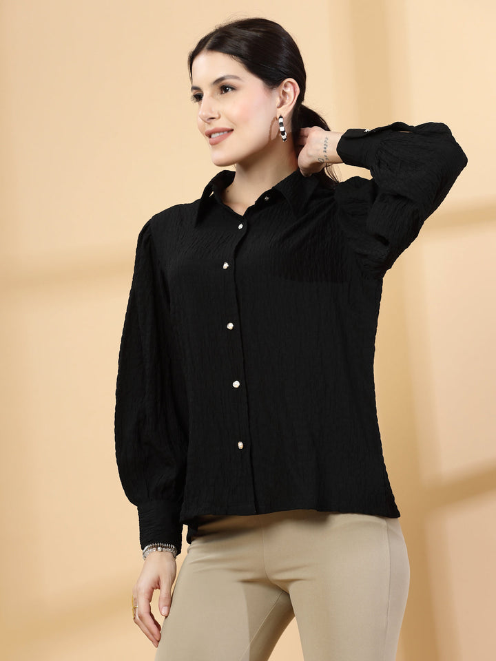 Spread Collar Casual Shirt