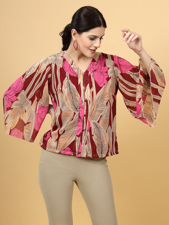 Print Kimono Sleeve Top