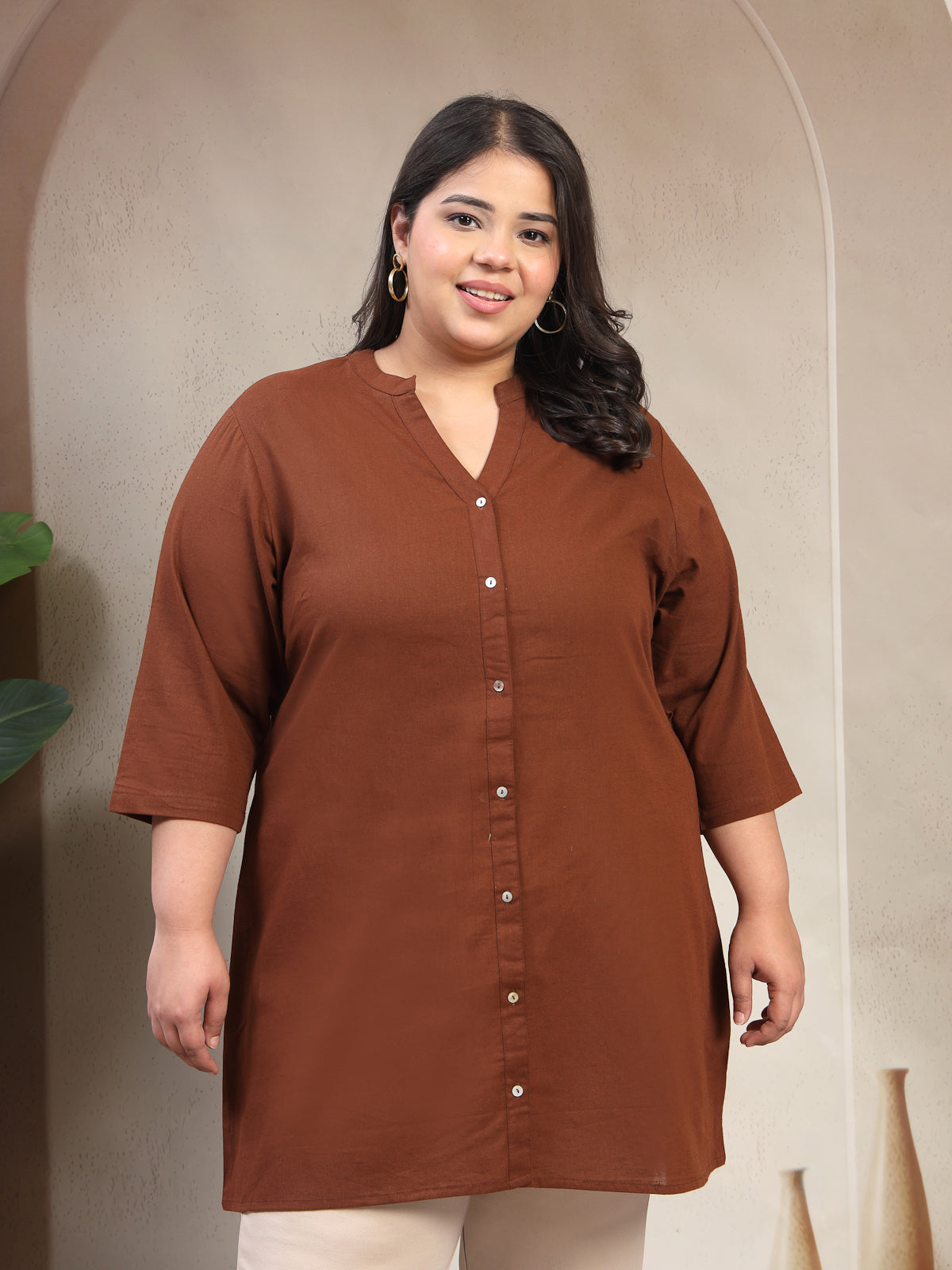 Plus Size Women Linen Tunic