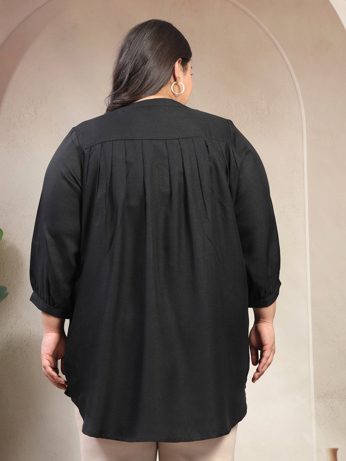 Plus Size Women Mandarin Collar Casual Top