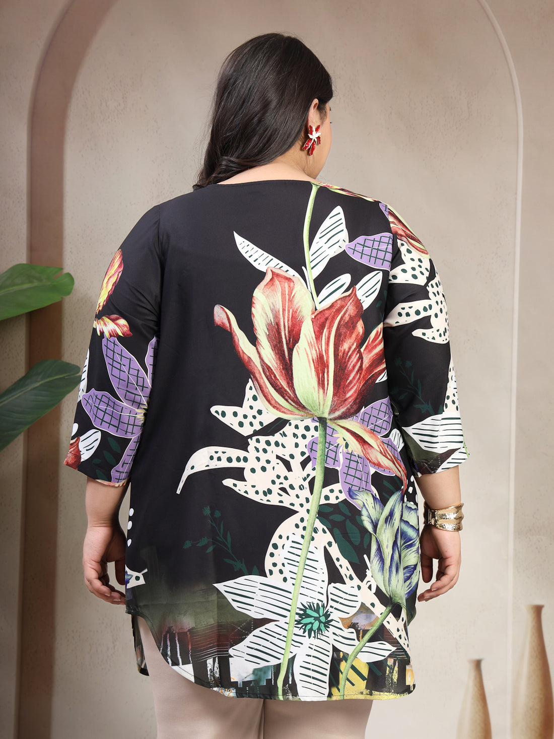 Plus Size Floral Print Top