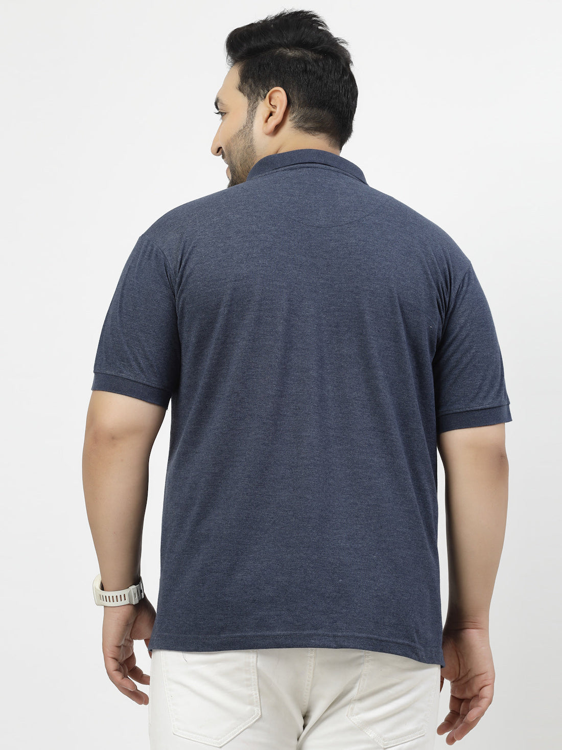 Men Plus Size Navy Blue Polo Collar T-shirt