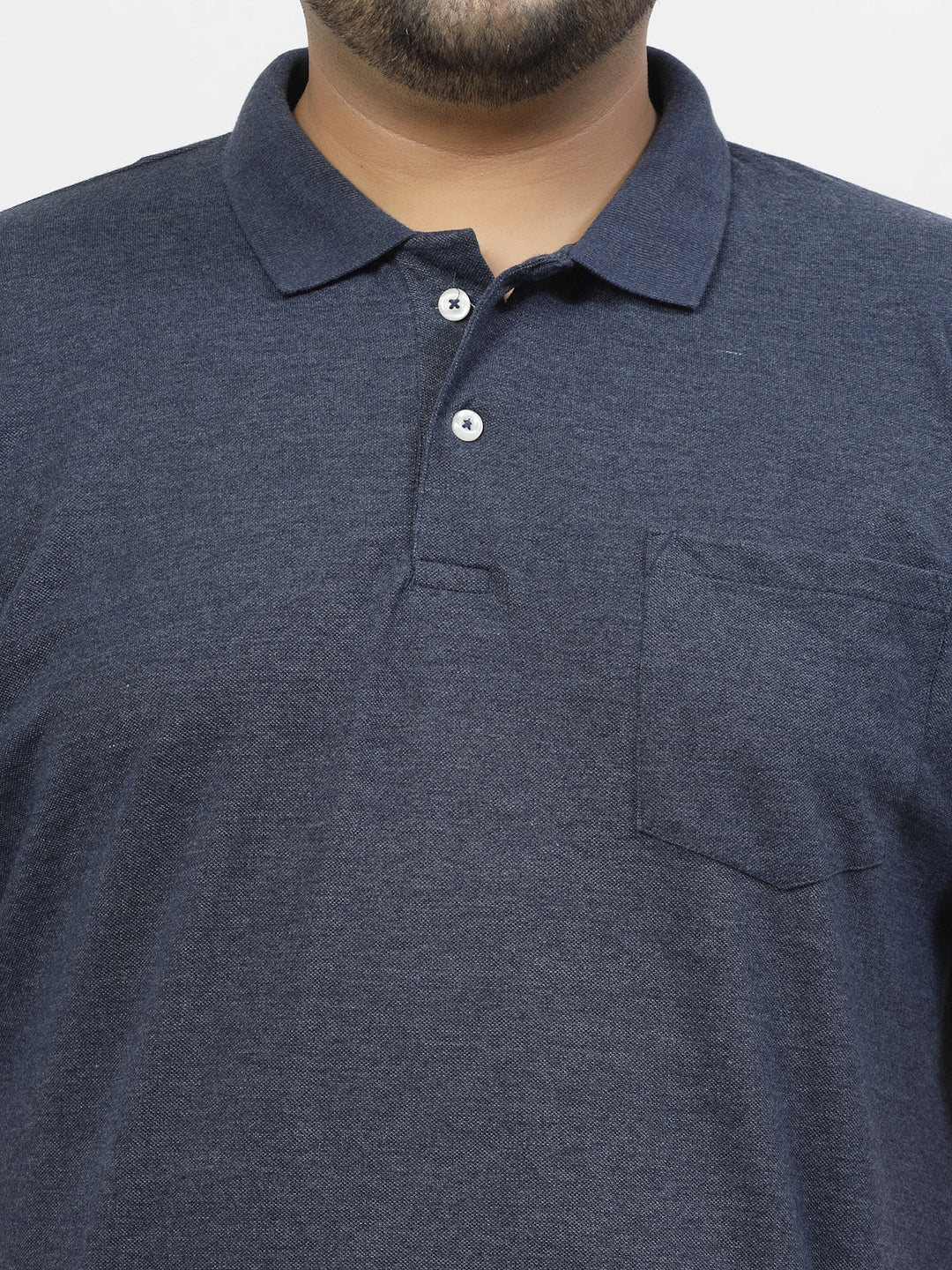 Men Plus Size Navy Blue Polo Collar T-shirt