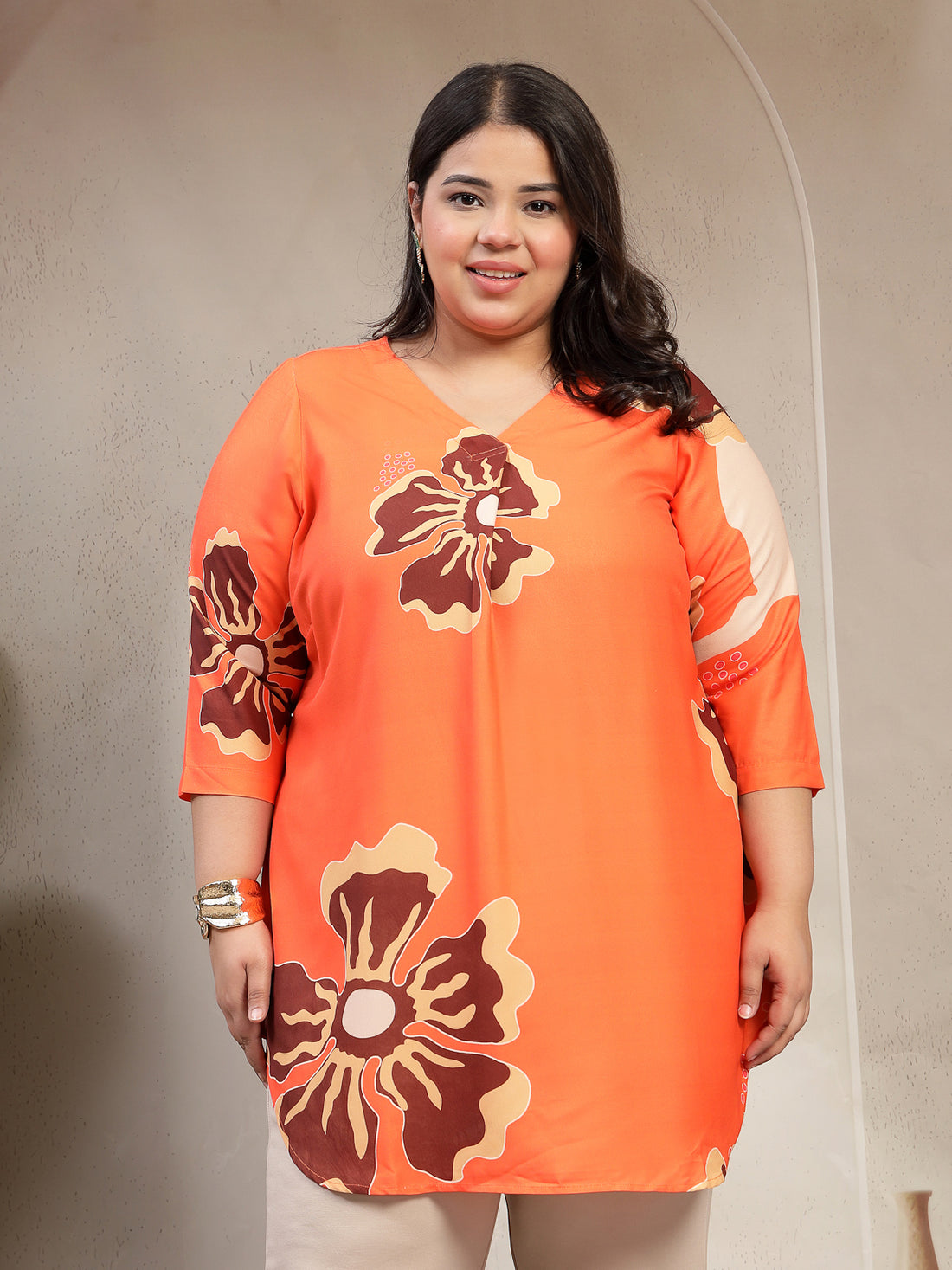Plus Size Tropical Print Top
