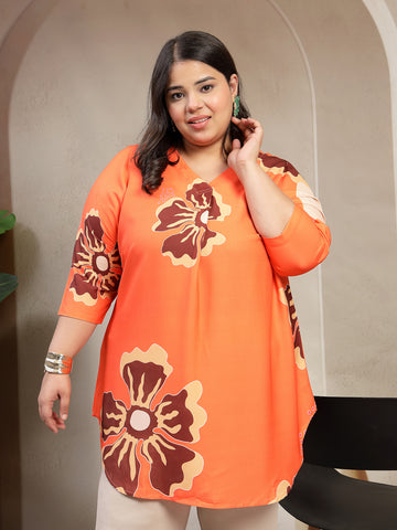 Plus Size Tropical Print Top