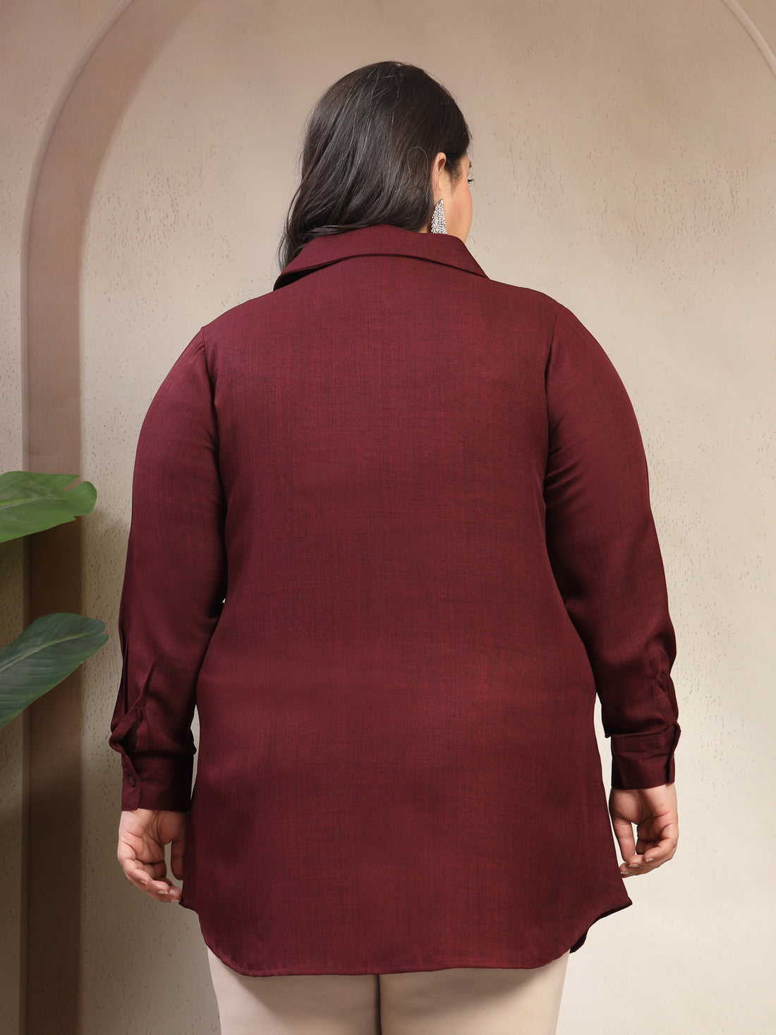 Plus Size Women Hand Embellishments Casual Shirt