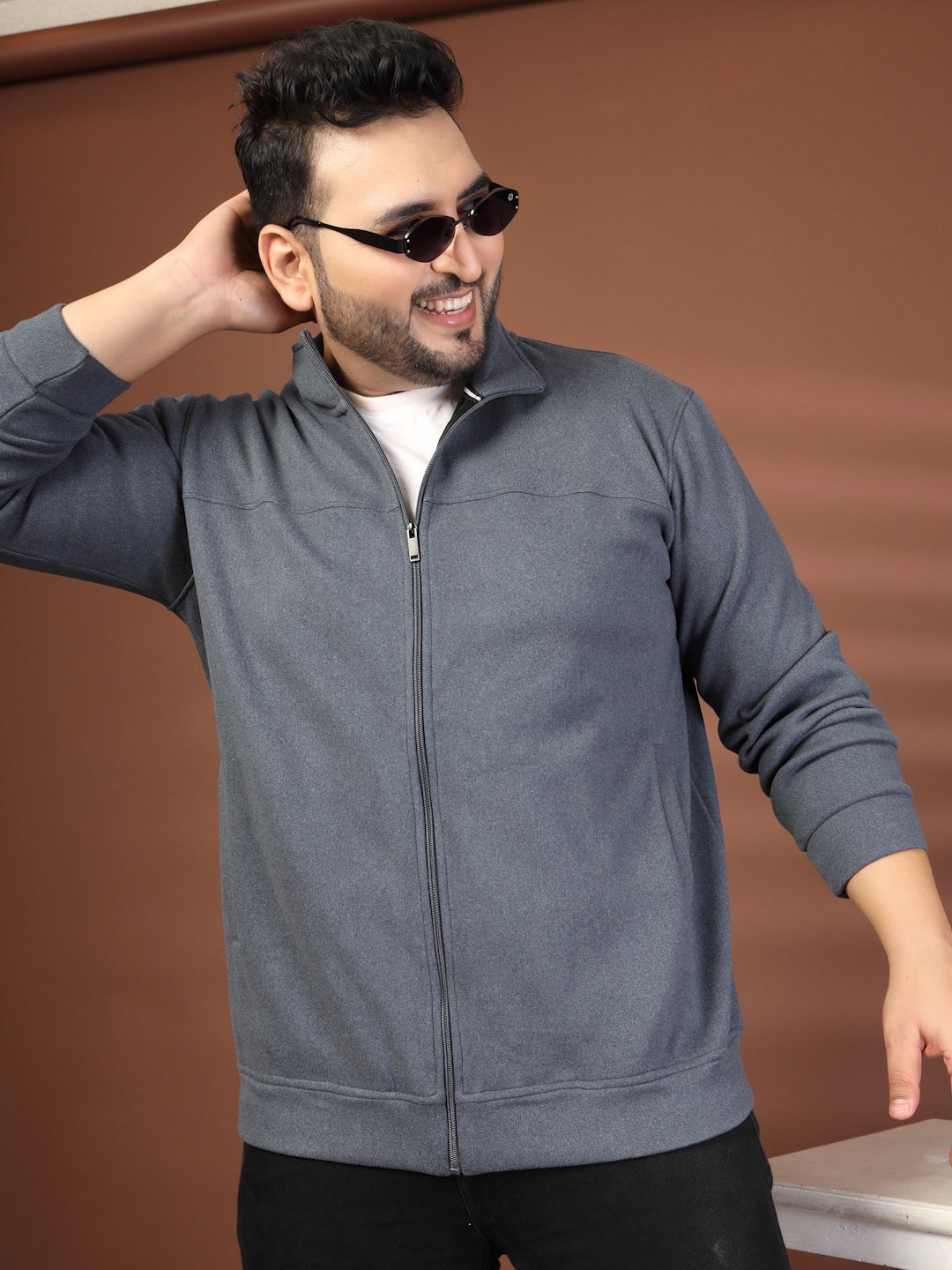 Plus Size Men's Lightweight Jacket Full Zip Stand Collar Baseball Jacket