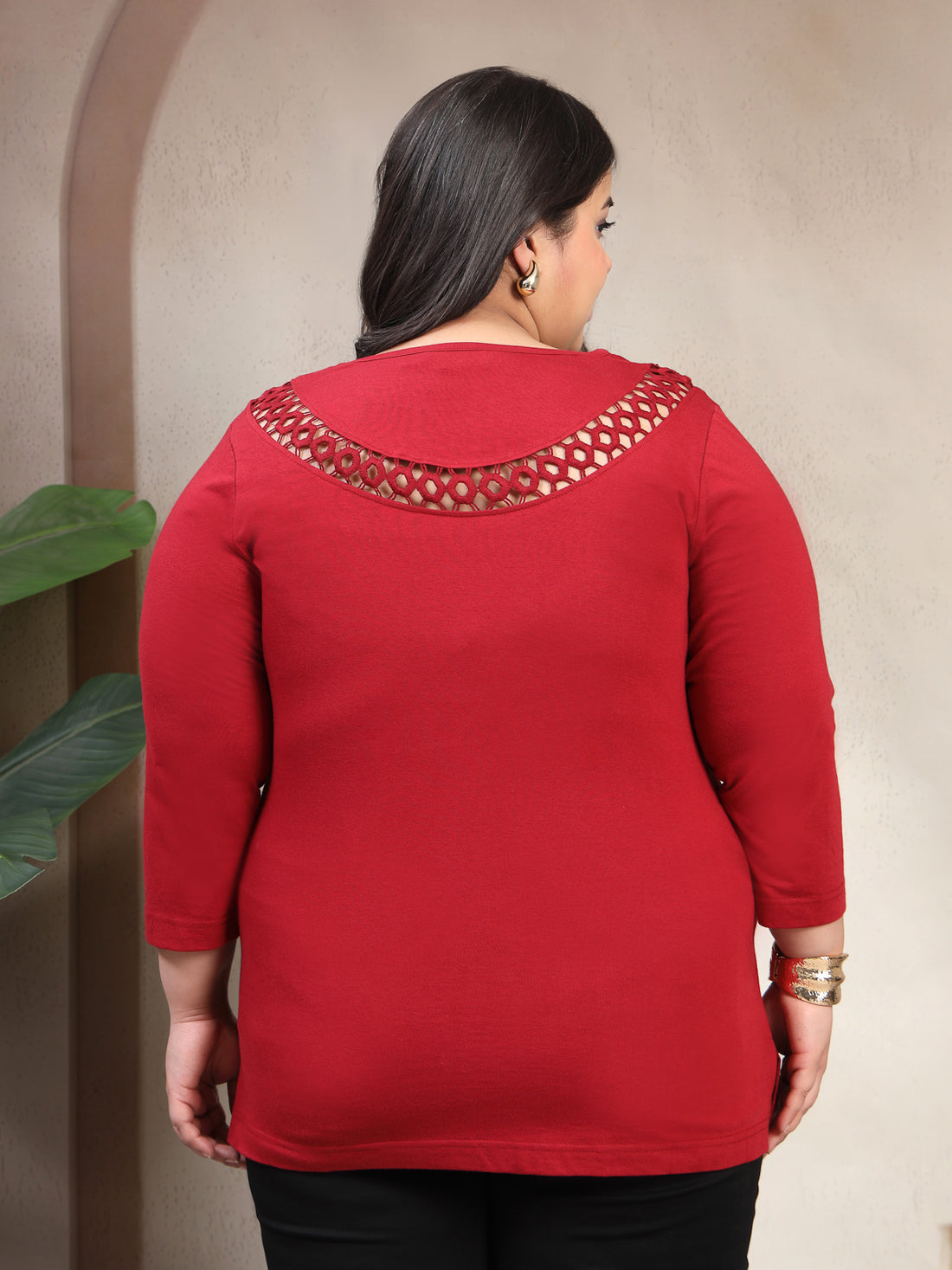 Plus Size Women Cut Outs T-shirt