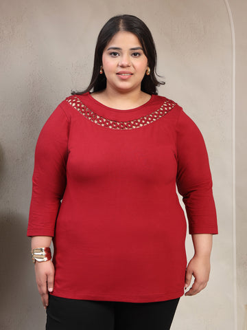 Plus Size Women Cut Outs T-shirt