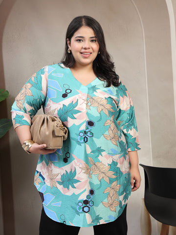 Plus Size Floral Print Top