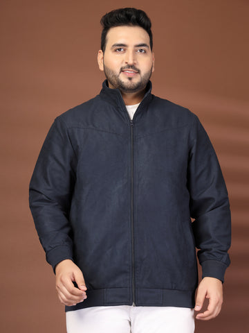 Plus Size Mock Collar Solid Bomber Jacket