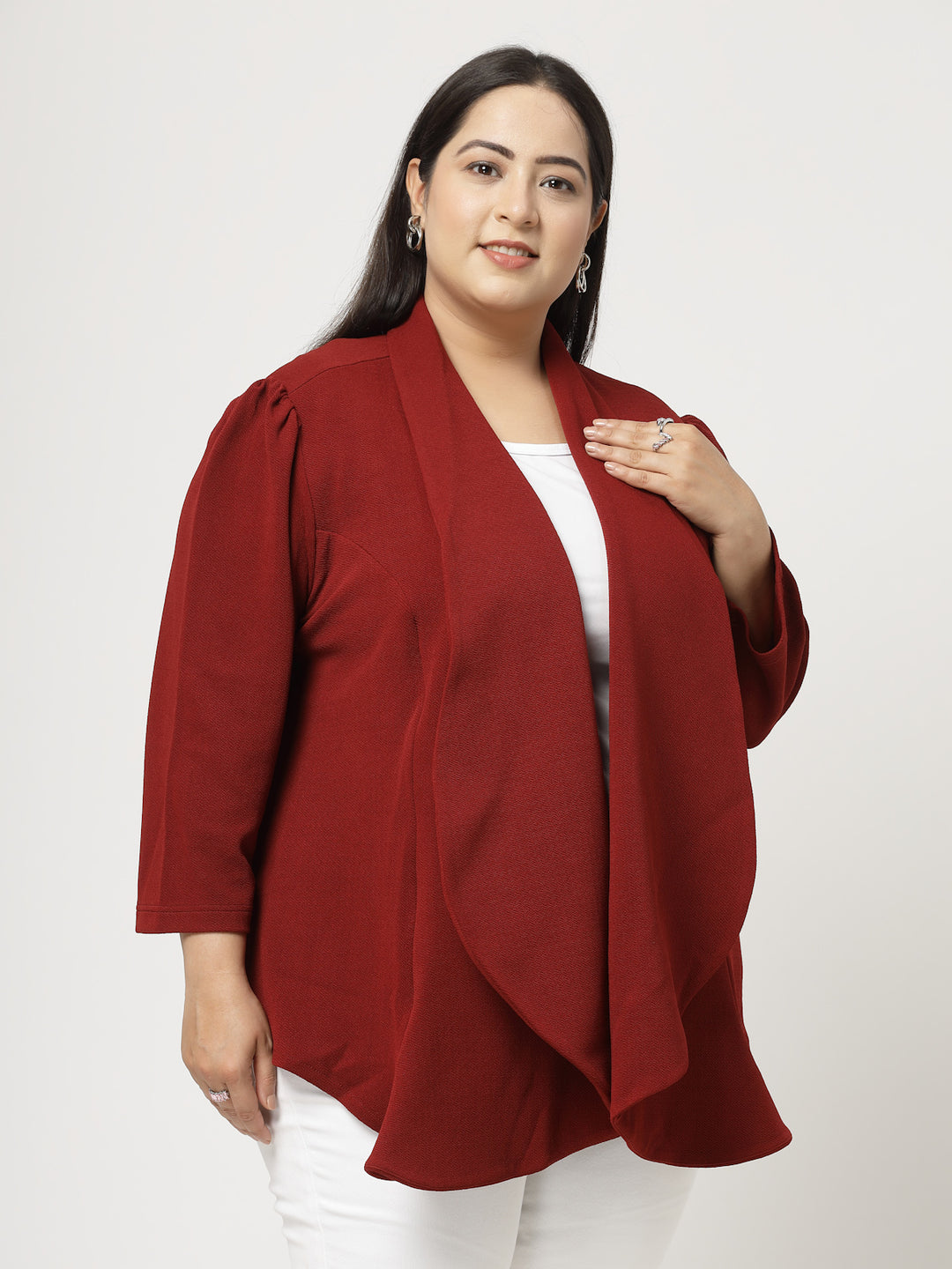 Maroon Open Front Shrug