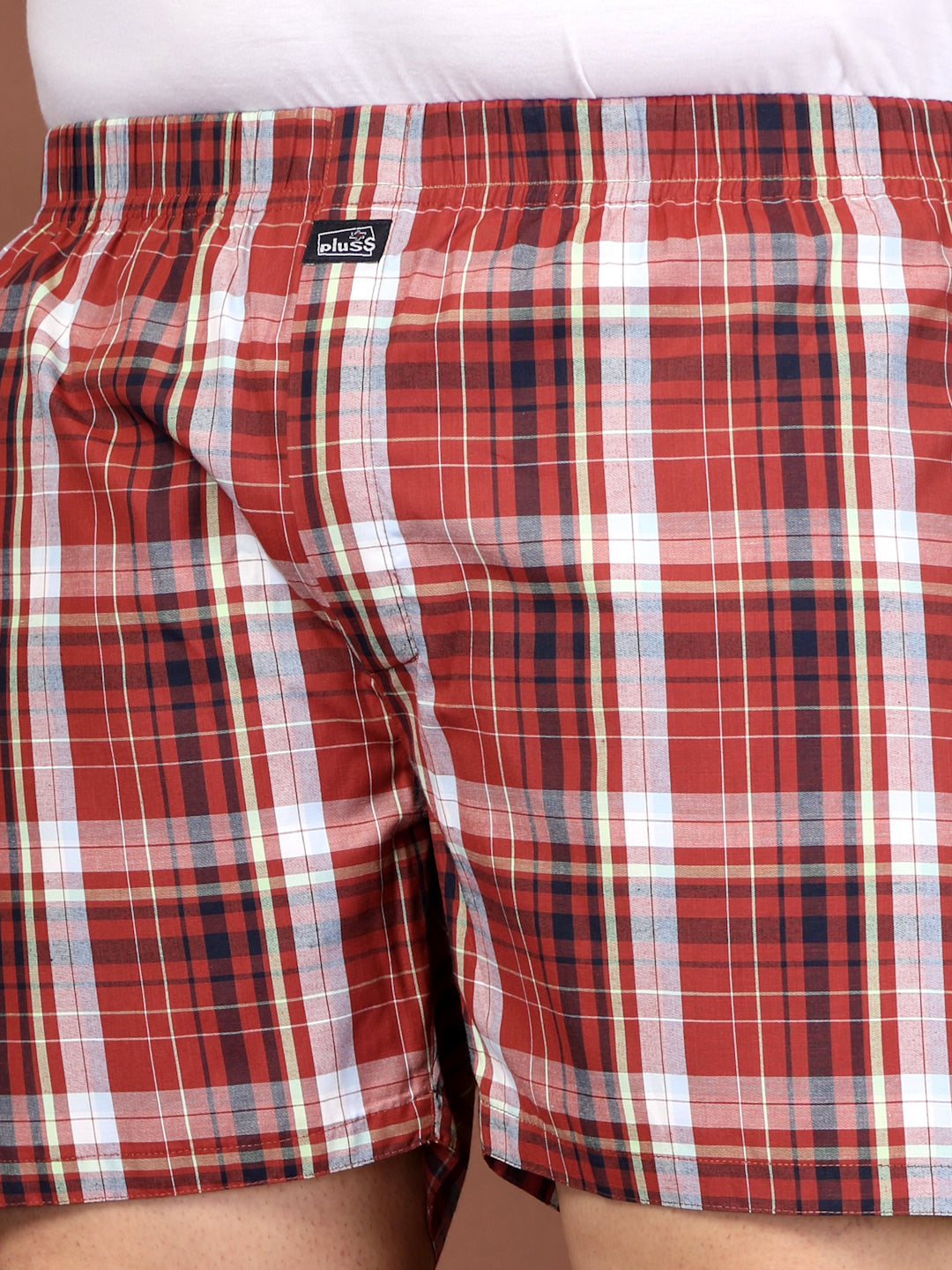 Mid Rise Boxers Plus Size Checked Cotton Mid-Rise Boxers