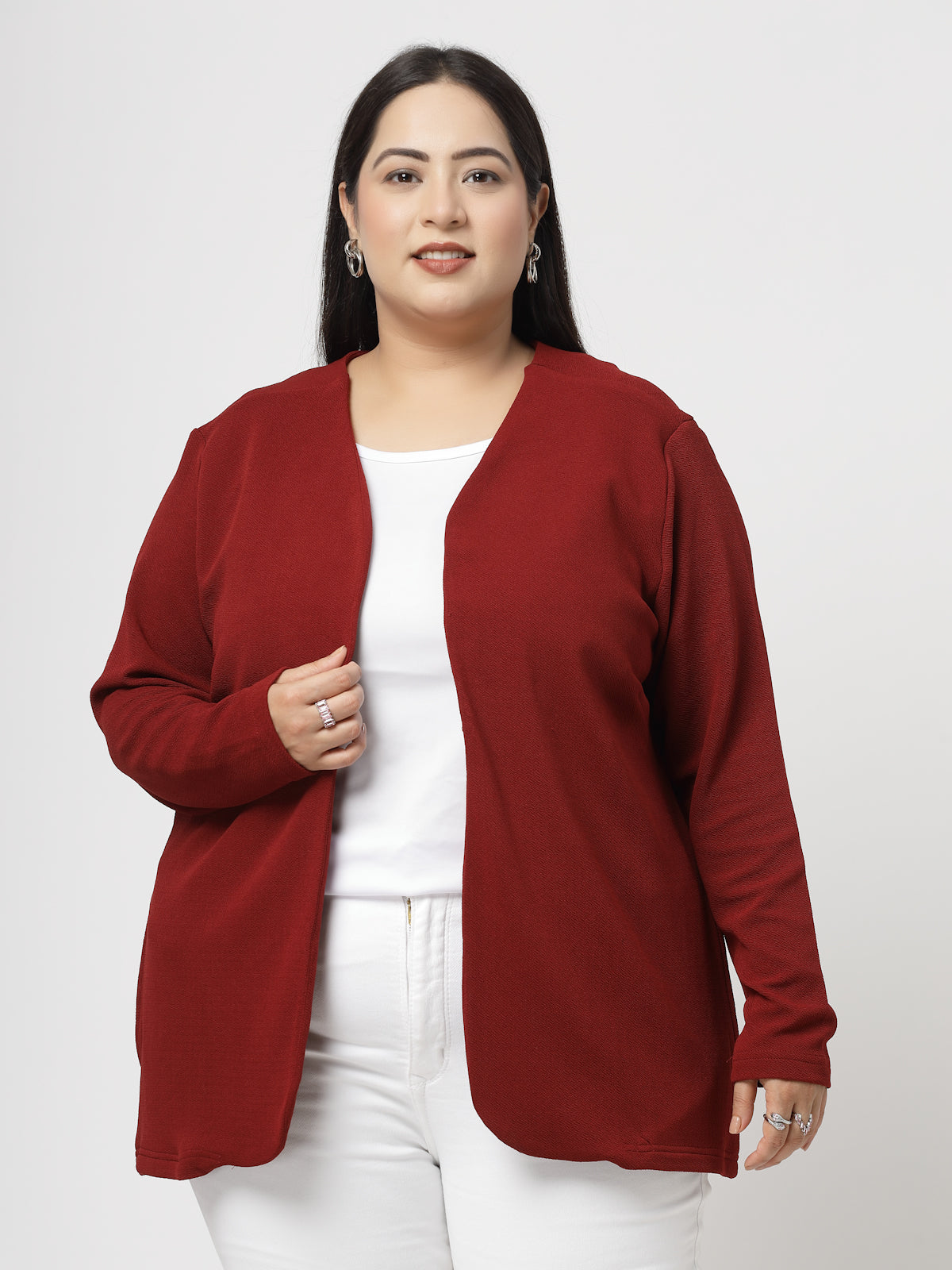 Maroon Open Front Shrug