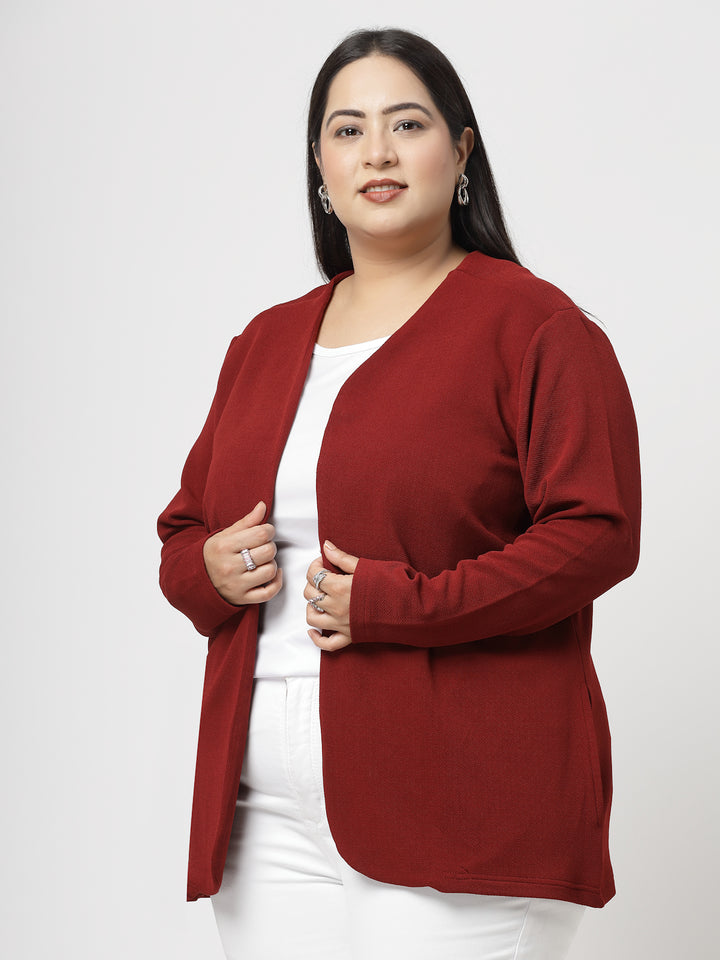 Maroon Open Front Shrug