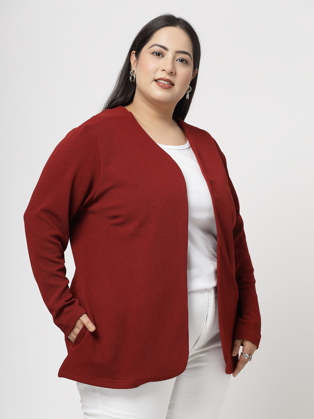 Maroon Open Front Shrug