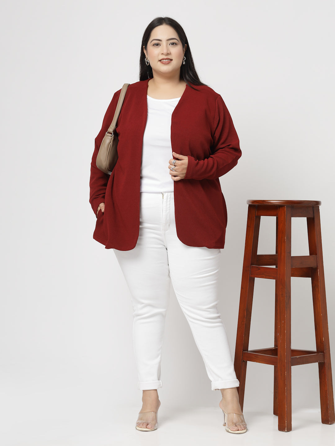 Maroon Open Front Shrug