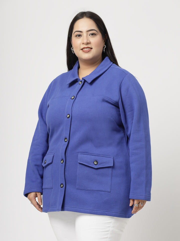 Women Fleece Tailored Jacket with Patchwork