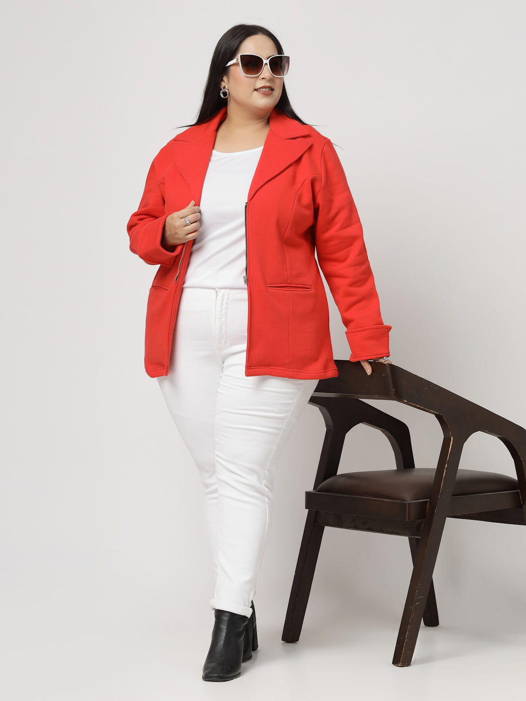 Women Fleece Longline Tailored Jacket