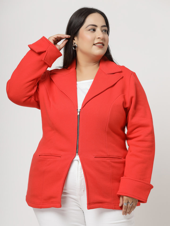 Women Fleece Longline Tailored Jacket