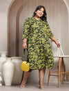 Plus Size Women Floral Printed Fit & Flare Dress