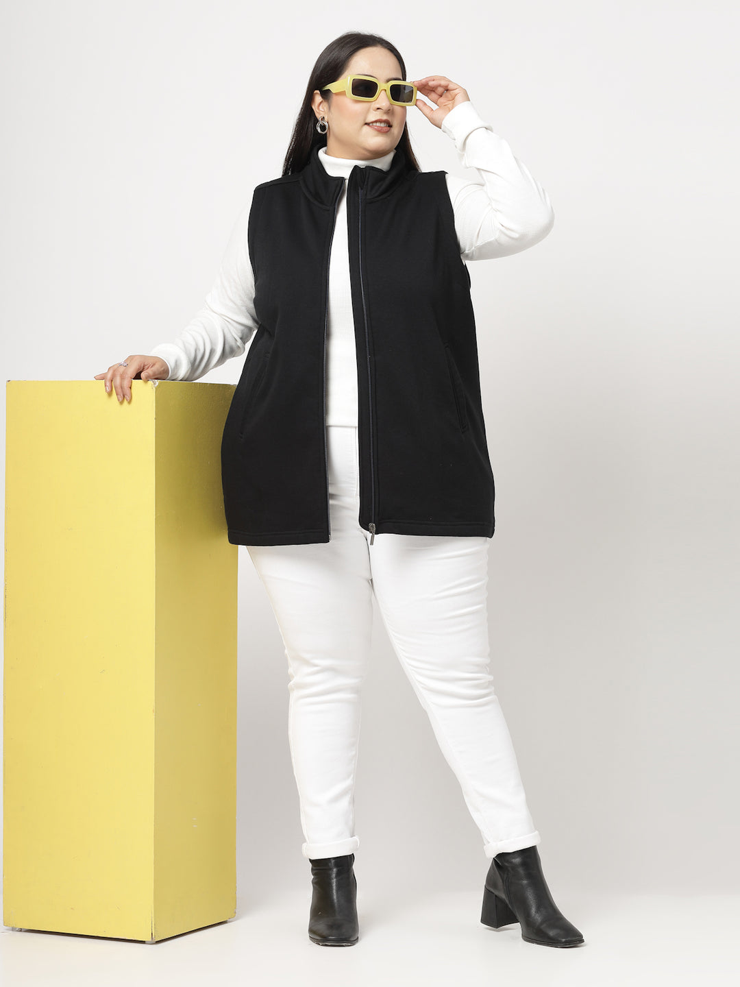 Women Checked Fleece Longline Padded Jacket