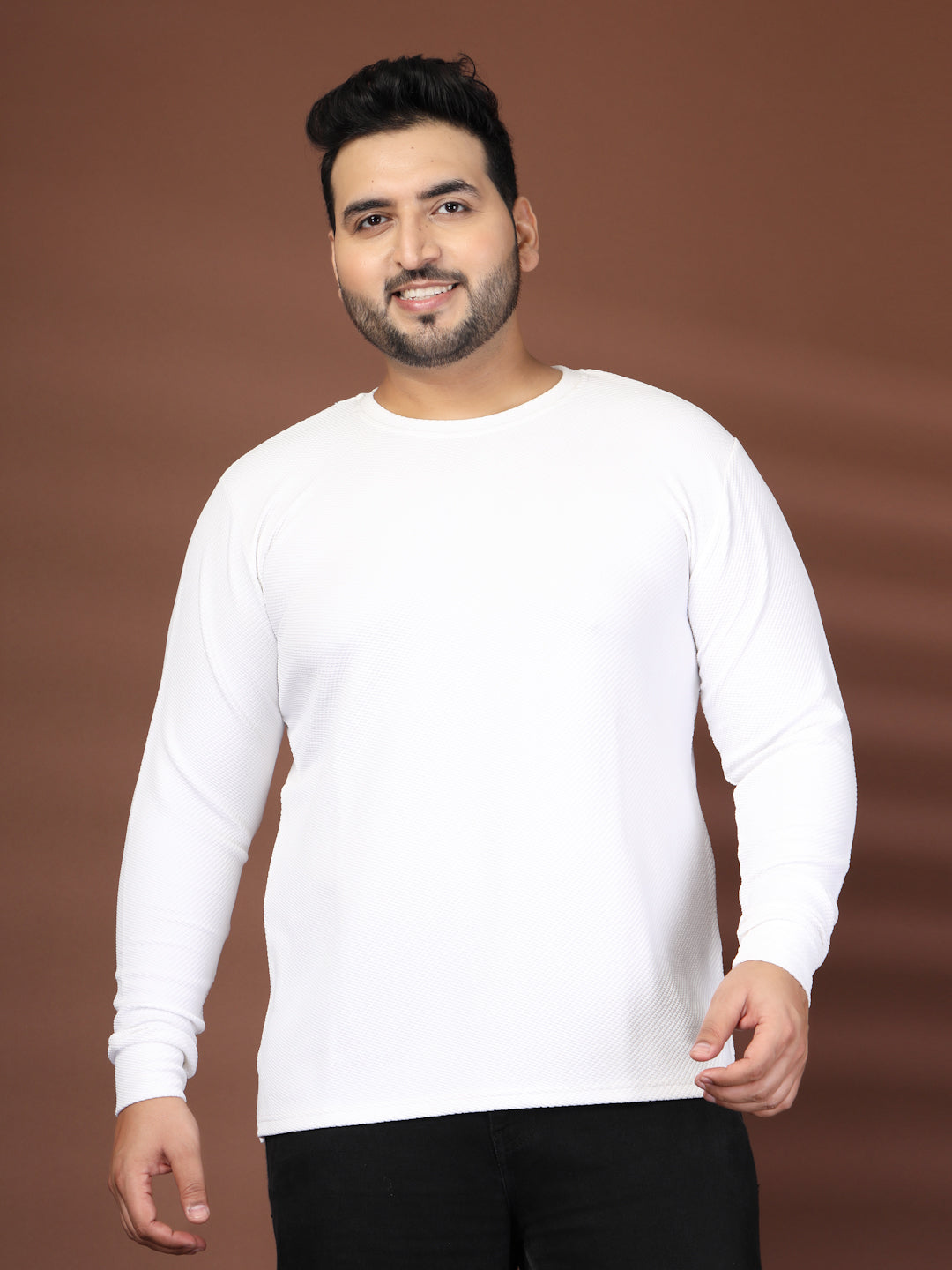 Men Plus Size Solid Round Neck T-shirt