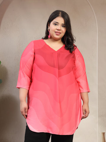 Plus Size Tropical Print Top