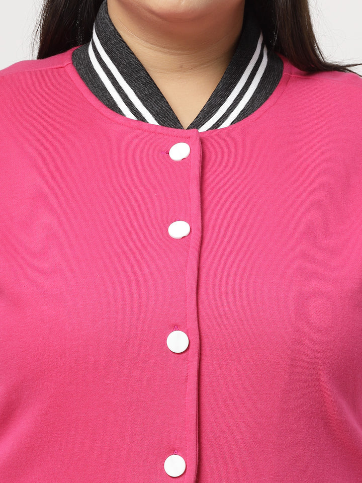 Women Fleece Varsity Jacket with Embroidered