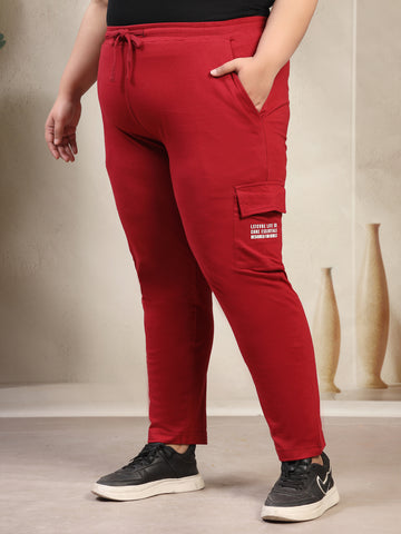Plus Size Women Mid-Rise Cargo Track Pant