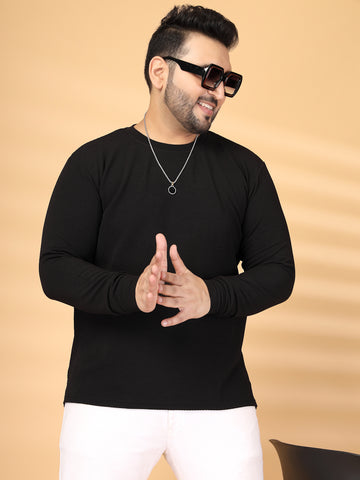 Self Design Round Neck Long Sleeves Regular Fit T-shirt