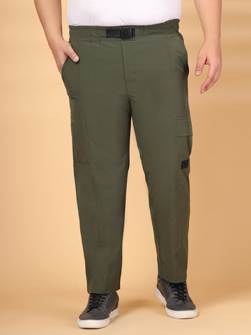 Plus Size Men Mid-Rise Regular Fit Cargos Trousers
