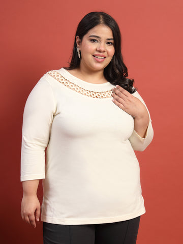 Plus Size Women Cut Outs T-shirt