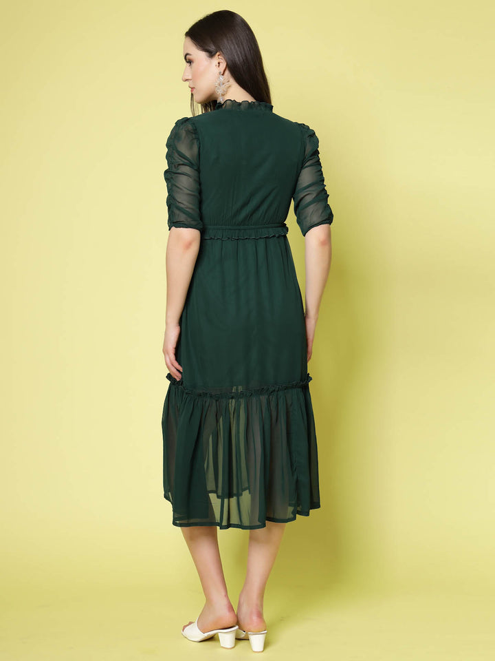 Green A-Line Midi Dress