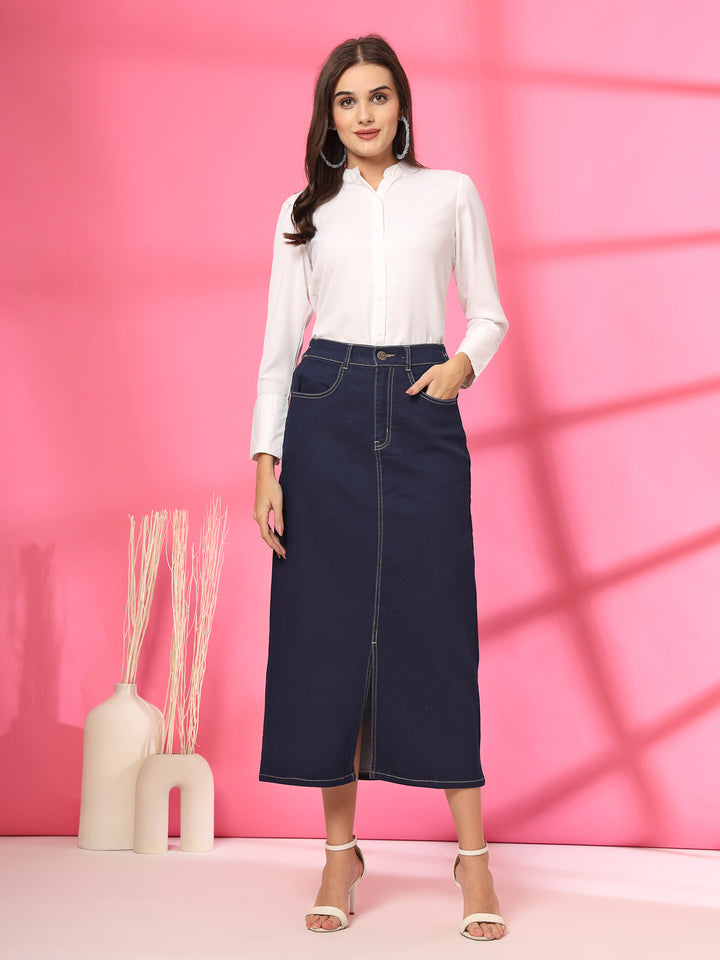 Women Denim Midi Skirt