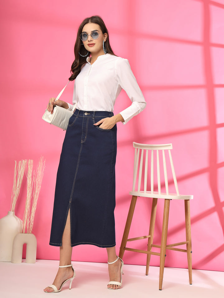 Women Denim Midi Skirt