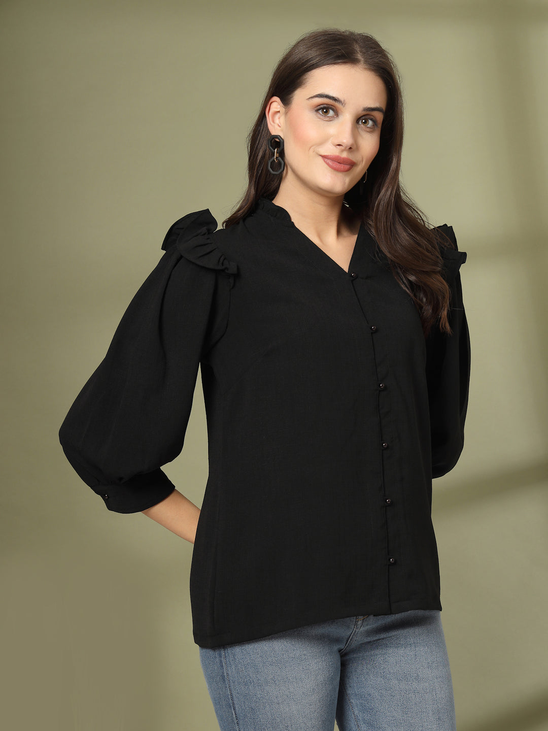 Women V-Neck Cotton Top