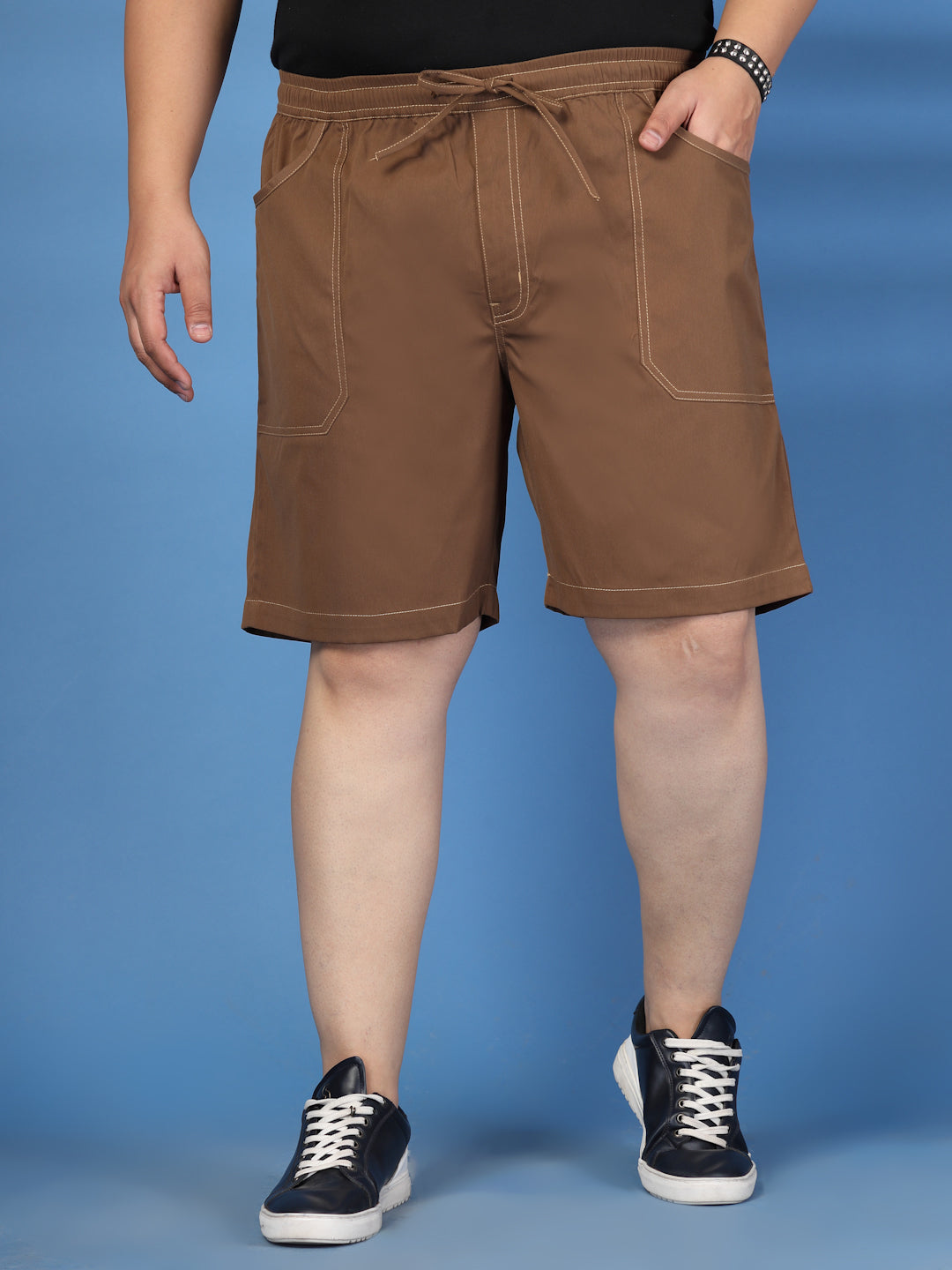 Plus Size Pure Cotton Relaxed-Fit Cargo Shorts